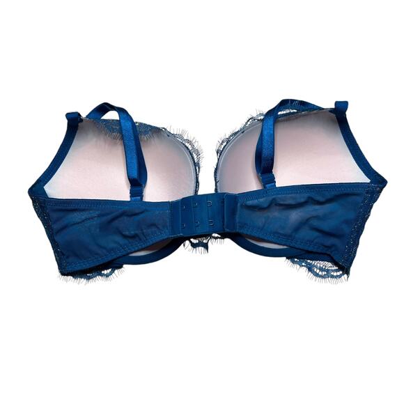 Victoria’s Secret Lace Shimmer Push-Up Bra Blue Sapphire Size 34D - Picture 2 of 3